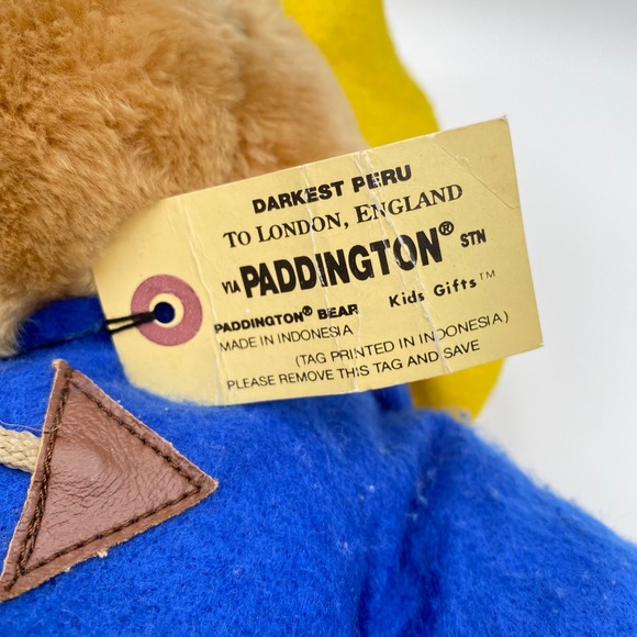 Vintage Paddington Bear 16" Plush Sears Kids Gifts Yellow‎ Hat Blue Coat Stuffed - Picture 3 of 9